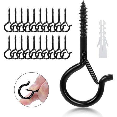 20-pak skrueøjer, loftkroge med sikkerhedslås, vægkroge til udendørs brug, have, planter, fuglefoder, lanterner, festdekoration.