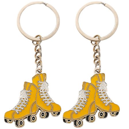 2 stk. rulleskøjte nøglering metal hængende nøglering sød rulleskøjte nøglering pung taske vedhæng (10.00X4.00X0.20CM, som vist på billedet)