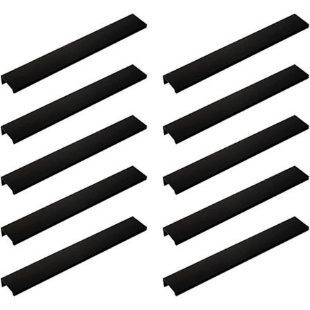 Sett med 10 svarte håndtak Svarte møbelhåndtak - Usynlige håndtak Svarte kjøkkenmøbelhåndtak 160mm