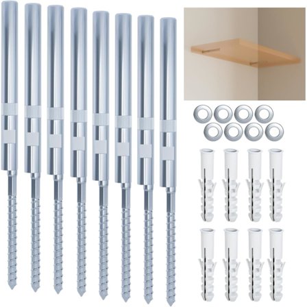 Flytende Hyllebraketter (8 stk) - Skjulte Sølv Tre Flytende Hylle Br