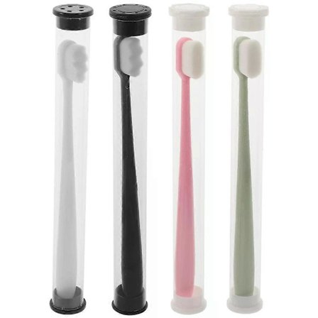 Tandbørste Rejsesæt til Børn, 4 stk. Bærbare Bløde Tandbørster til Voksne, Rejseartikler