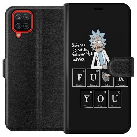 Kompatibelt Lommeboketui til Samsung Galaxy A12 Rick and Morty Fu*k You