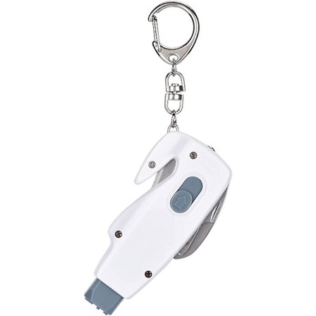 Nøkkelring med vindusknuser, setebeltekutter og airbag-nål for nødsituasjoner i bil