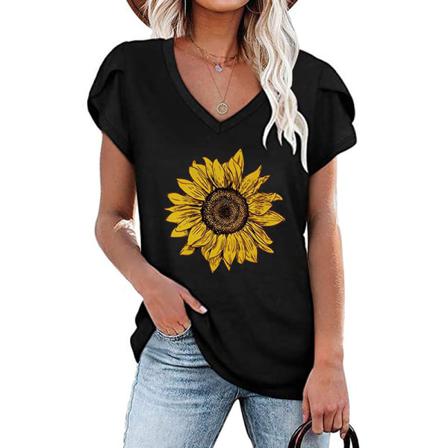 Kortärmad T-shirt För Kvinnor V-ringad S