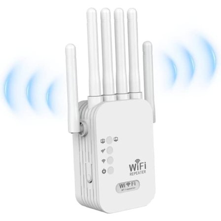 WiFi-repeater – 1200 Mbps WiFi-förstärkare med 6 antenner och 2 LAN-portar, kompatibel med router