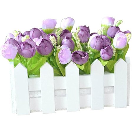 1 sarja valkoinen puinen aita keinotekoinen kukka kukkateline koti puutarha sisustus