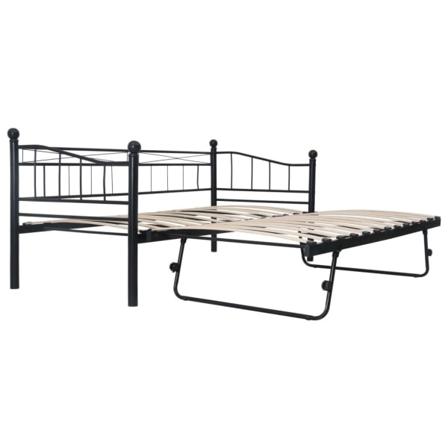 Vidaxl Sängram Svart Stål 180x200/90x200 Cm Svart