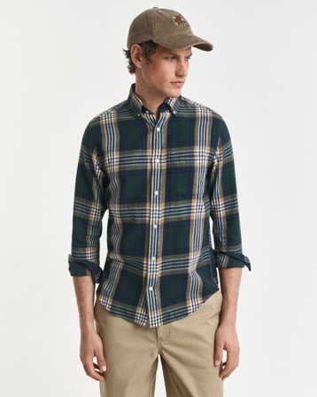 GANT Herren Regular Fit Windblown Flannel Karohemd (XXXL) Grün