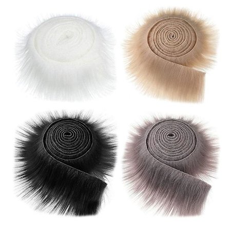 4 stk Kunstig Pelsbånd Tekstil Fluffy Pels Stoffer DIY Håndværk Fluffy Remser