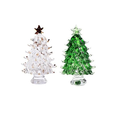 2025 Ny Modell 2st Kristall Julgranar Öppen Spis Hylla Dekor Skrivbordsprydnad Konstgjorda Växter Kristallglas Träd Kristallhantverk