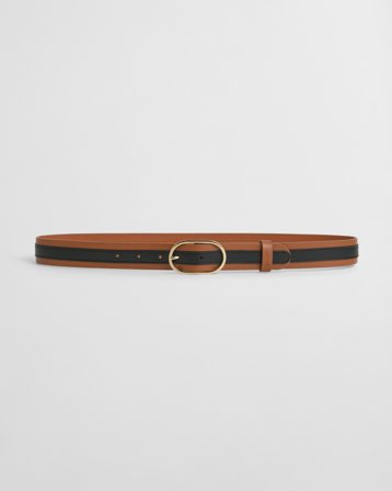 GANT Damen Gestreifter Ledergürtel (75/30) Kognak