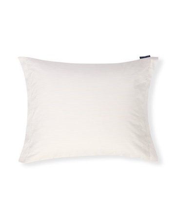 Lexington Randigt bomullssatin kuddfodral, beige/vit