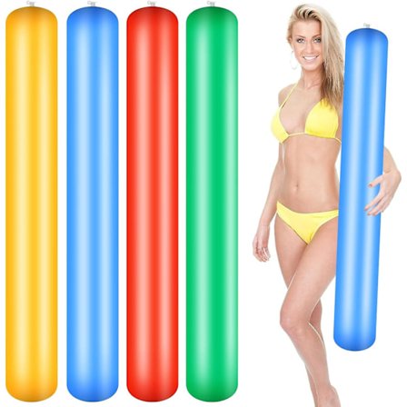 4 stk. 105 cm Pool Oppustelige Pinde, Blæs Op Pool Noodle, Farverige PVC Udendørs Vandspil Legetøj til Voksne Sommer Swimmingpool Strand