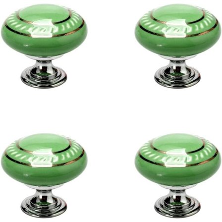 4 st Möbelknopp Dörrknopp Lådknapp Skåp Skåp Möbelhandtag Keramik Vintage Cirkel Guld Grön