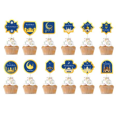 24 kpl Eid Mubarak -kakkukoristetta Cupcake-tikkuja Muslimi Ramadan-juhlan kakku