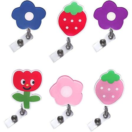 Tilbaketrekkende kortholder, tilbaketrekkende båndholder for kvinnelige sykepleiere, brukes i sykepleie, lege, kontor skole (6 stk, flerfarget)