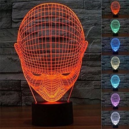 3D Nytt Ansiktslampe Nattlys Berøringsbord Skrivebord Optisk Illusjon Lamper 7 Farge Skiftende Lys Hjemmedekorasjon Jul Bursdagsgave