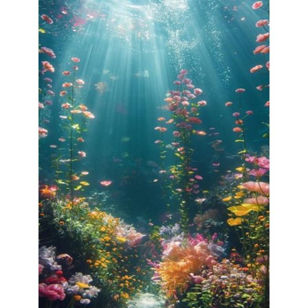 5D Diamantkunst Sæt til Voksne Begyndere, Havlandskab Diamantmaleri Sæt, DIY Måne Fuld Rund Bor Mal med Diamanter Prik Gem Kunst, Hjem Vægdekoration