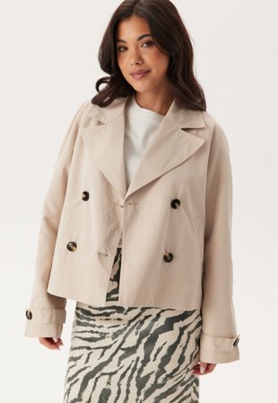 Pieces Pcscarlett Ls Short Trenchcoat Silver Gray Klær