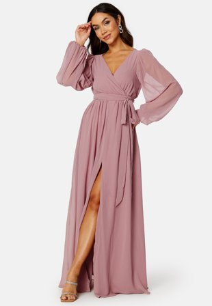 Goddiva Long Sleeve Chiffon Dress Dusk Klær