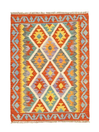 Hand Woven Kilim Afghan Old Style Rug 86X118 Orange/Green