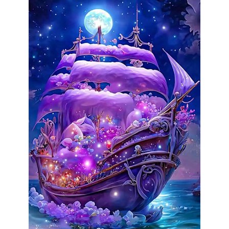 30x40cm (Sejlbåd) Diamond Painting, 5D Diamond Painting Kits fo