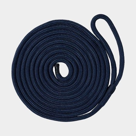 Mooring line with spliced eye Robline Vinga, double braided polyester, Ø16 mm, 6 metres, navy blue