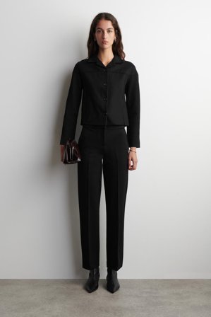 COS Women's Tailored Straight-Leg Trousers in Black