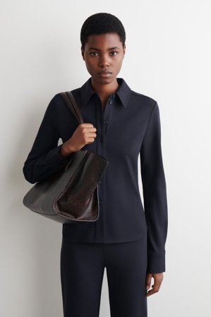 COS Damen Hemd Aus Jersey - Blau