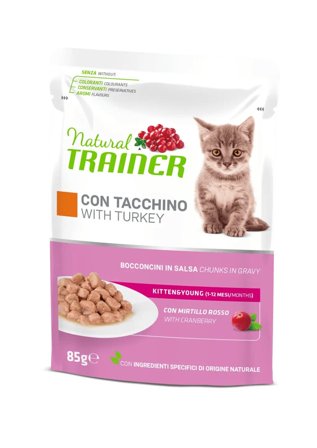 Natural Trainer Gatto Kitten & Young con Tacchino Bocconcini in