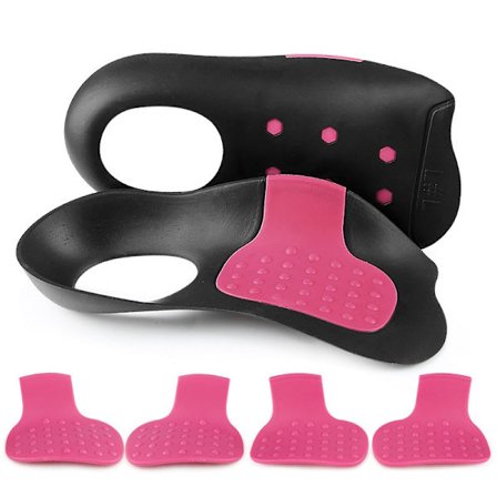 Säädettävät ortopediset pohjalliset litteille jaloille, holvituki - 1 pari Black+Red M