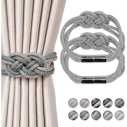 Kotiin 2-pakkauksen magneettiset verhoklipsit, Beige + Kulta