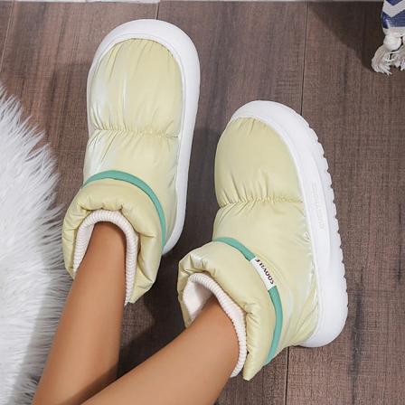 Damskor Vinter Varma Plåsterfodrade Skor Tjockt Botten Vattentäta Dun Snöskor Kvinna Halksäkra Plattform Ankle Boots yellow 36-37