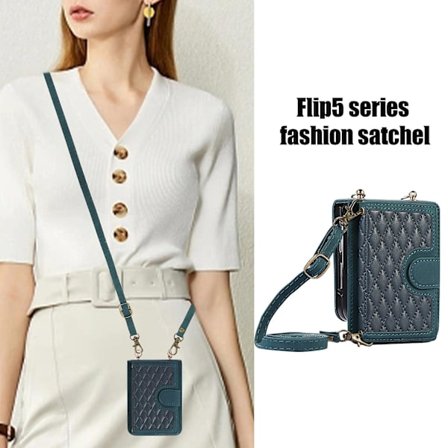 Plånboksfodral med axelrem för Samsung Galaxy Z Flip 5 med korthållare och snodd