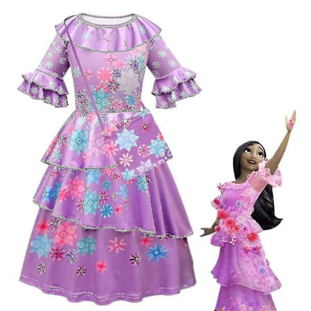 Girl Encanto Princess Isabela Dress Up Kostym Festklänningar-1 Dress and Bags