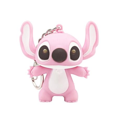 1/2 stk Stitch Cartoon Toys Anheng Cartoon Sounding Model Nøkkelring Par LED Nøkkelring Fans Gave [l] Pink