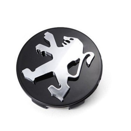 Sæt med 4 Peugeot sorte hjulkapsler - Krom