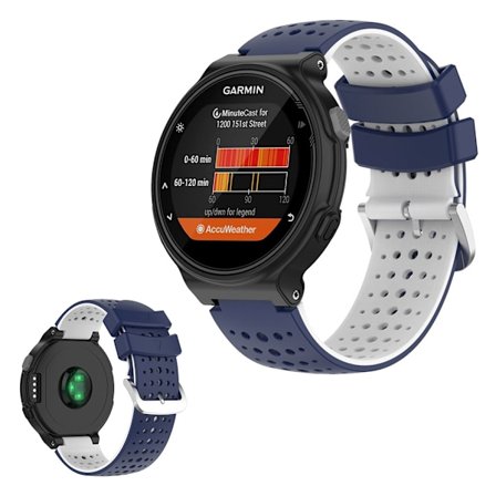 Two-tone silicone watch band for Garmin Forerunner devices - Blue / White