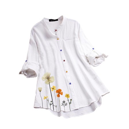 Plus Size Dam Långärmad Skjorta Tunika Lös Blus Cardigan