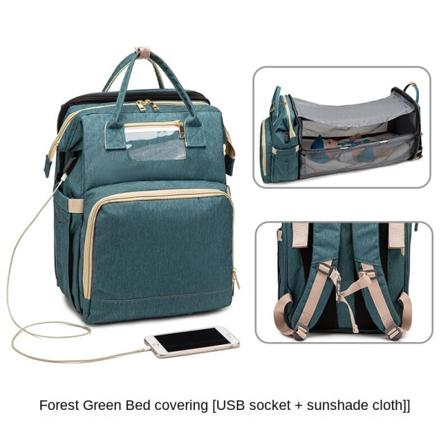 Skötväskor Mammaväska Hopfällbar baby Stor kapacitet Multifunktionell bärbar ryggsäck Forest Green 1