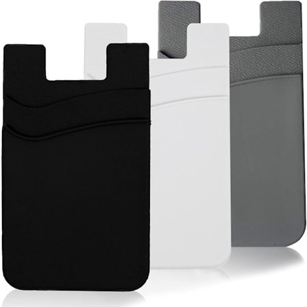 3-pak Mobiltelefonpung Kort Holder Ærmer til Telefoncover, Selvklæbende Kredit Business ID-kort Lomme Punge Sæt på Bagsiden af iPhone Android 