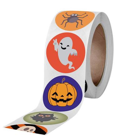 3x500 St Jul Julklistermärken Rolletiketter Pumpkin Ghost Spide