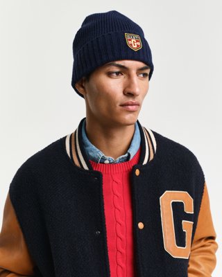 GANT - Lue i ull med badge til herre marine