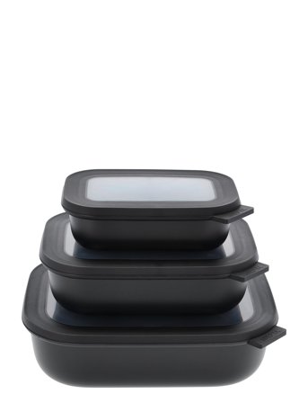 Mepal Rekt. Skålesæt M.låg Cirqula Høj 3 Stk. - Black - ONE SIZE