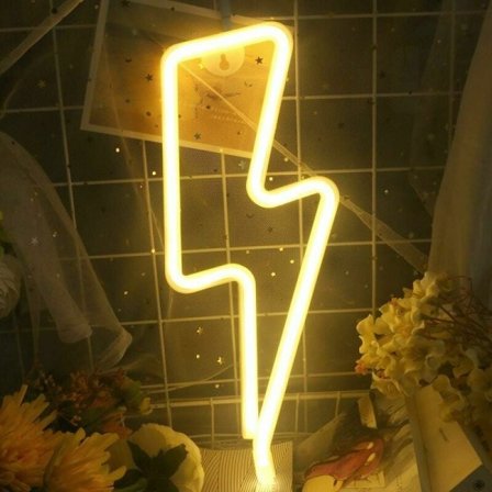 (Varmvit) Blixt Neon Vägglampa - USB eller Batteridriven