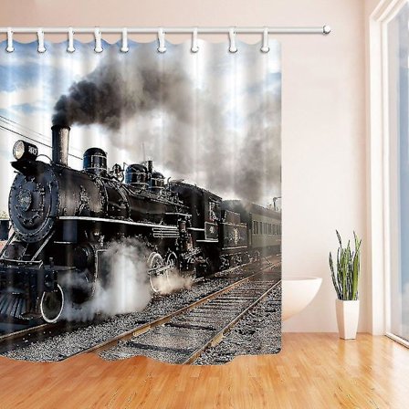 Höyryveturi Vanhat Ajan Juna Polyesterikangas Kylpyhuone Suihkuverho 160x180 Cm