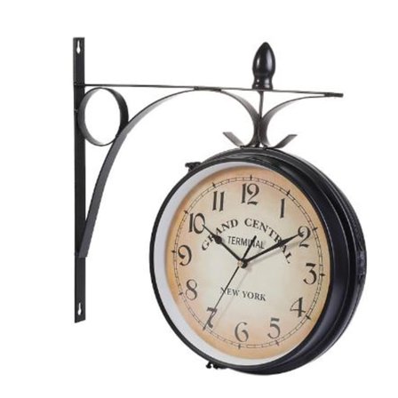 Dubbelsidig väggklocka stationsklocka trädgårdsklocka dubbelsidig