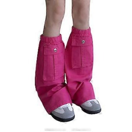 Naisten Punk Leveät Löysät Lahkeensuojat Taskulla Harajuku Ylisuuret Cargo Säärystimet Jalkaterättömät Sukat Katumuoti Ruusunpunainen