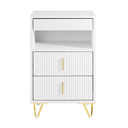 SoBuy Yöpöytä FBT168-W Valkoinen 40x40x63 cm 3 Laatikkoa Hylly