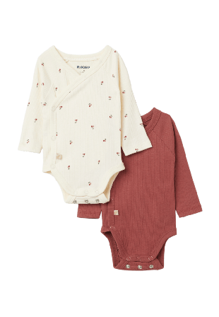 RIKIKI Ribbad omlottbody SKY, 2-pack Bodies & set Röd 68